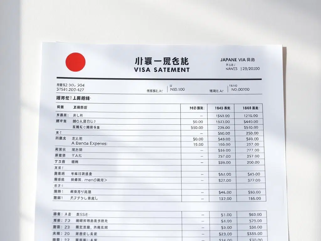 كشف حساب تأشيرة اليابان